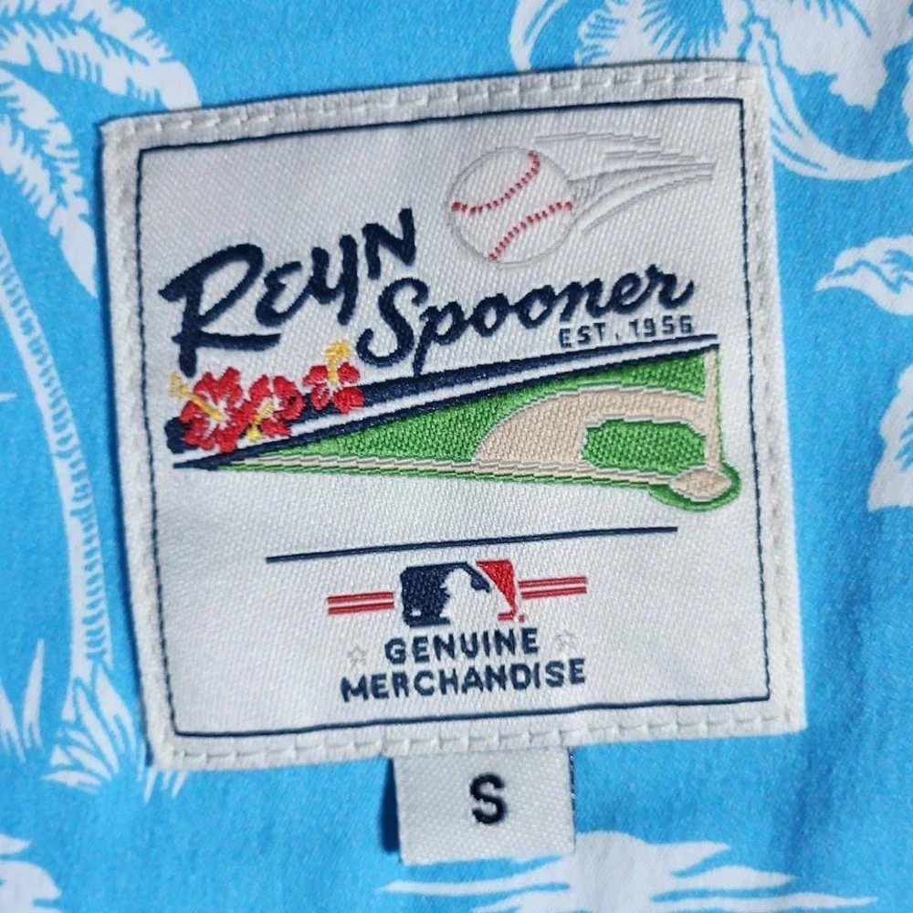 Reyn Spooner Tampa Bay Rays MLB Performance Hawaiian Shirt Mens Small Light Blue - Picture 7 of 10